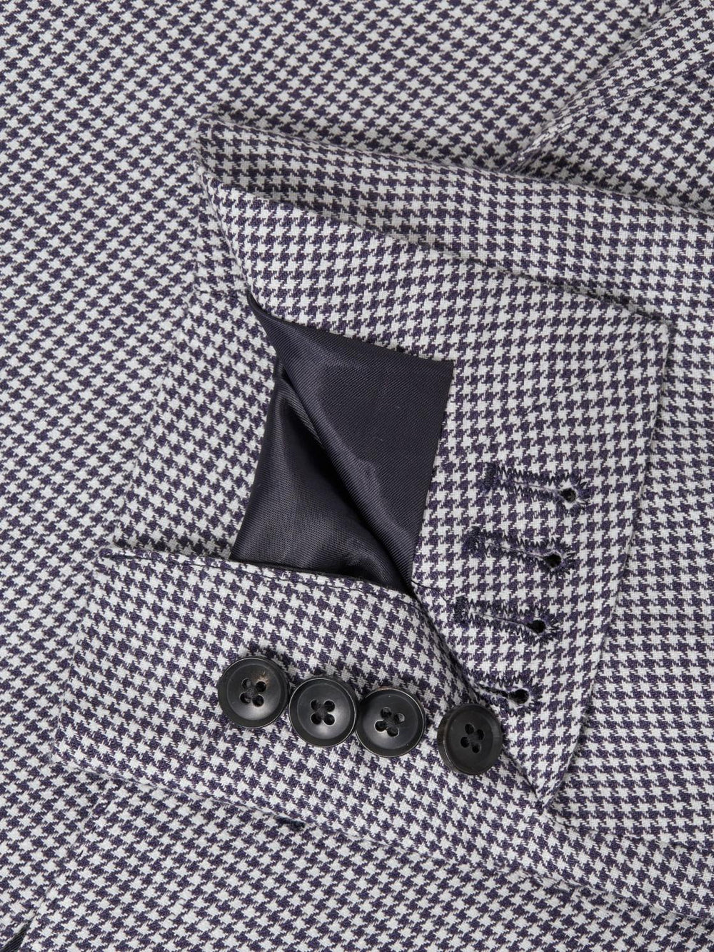 Reiss Suits & Tailoring | Squad Linen Single Breasted Dogtooth Blazer Navy - Men