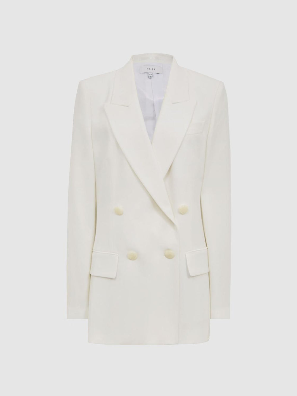 Reiss Suits & Tailoring | Tatum Crepe Double Breasted Blazer White - Women