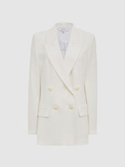 Reiss Suits & Tailoring | Tatum Crepe Double Breasted Blazer White - Women