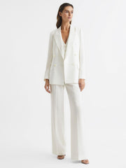 Reiss Suits & Tailoring | Tatum Crepe Double Breasted Blazer White - Women