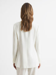 Reiss Suits & Tailoring | Tatum Crepe Double Breasted Blazer White - Women