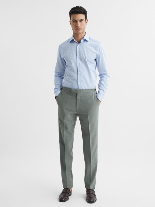 Reiss Suits & Tailoring | Wish Slim Fit Wool Blend Trousers Sage - Men