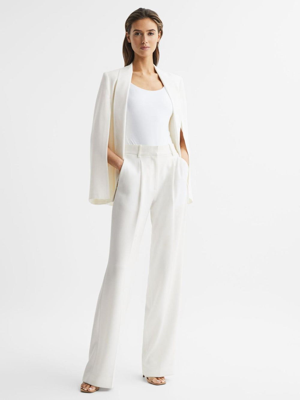 Reiss Suits & Tailoring | Yana Tuxedo Cape Blazer Cream - Women
