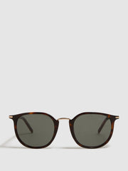 Reiss Sunglasses | Adam Paige Vintage Round Acetate Frame Sunglasses Brown - Men