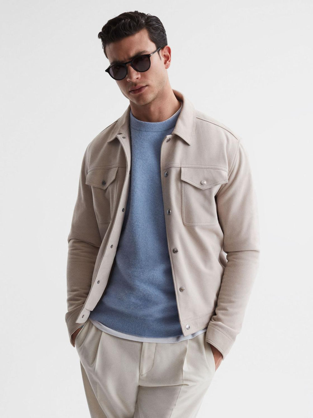 Reiss Sunglasses | Caylen Paige Round Acetate Frame Sunglasses Black - Men