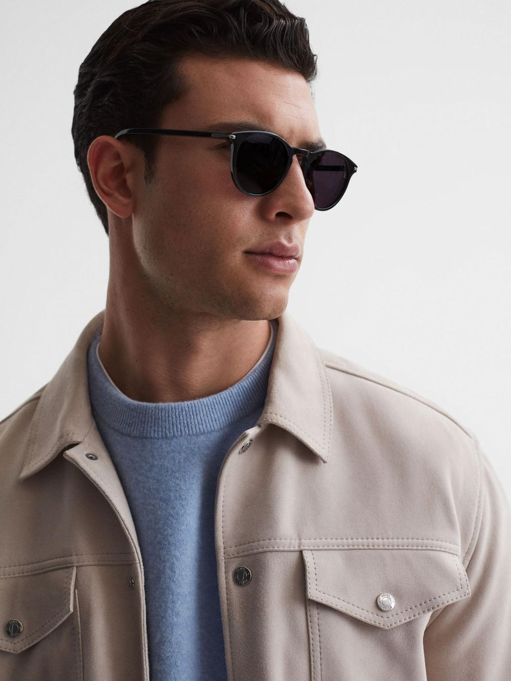 Reiss Sunglasses | Caylen Paige Round Acetate Frame Sunglasses Black - Men