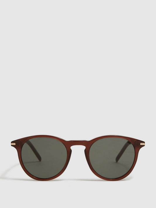Reiss Sunglasses | Caylen Paige Round Acetate Frame Sunglasses Brown - Men