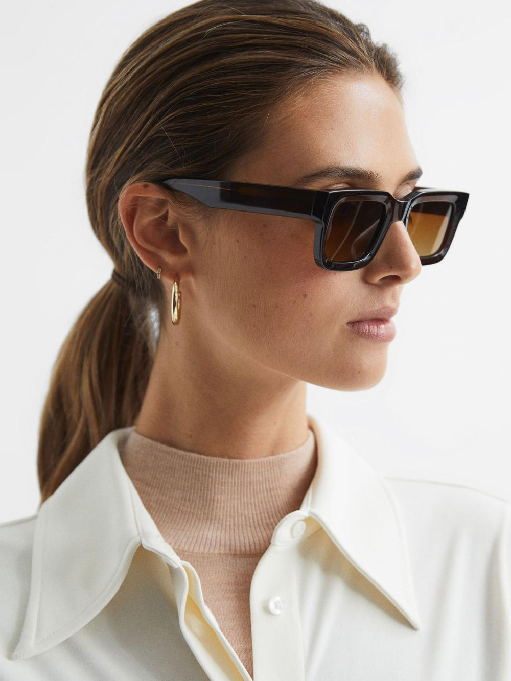 Reiss Sunglasses | Five Chimi Rectangular Frame Acetate Sunglasses Brown - Women