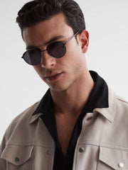 Reiss Sunglasses | Jordan Paige Round Metal Frame Sunglasses Black - Men