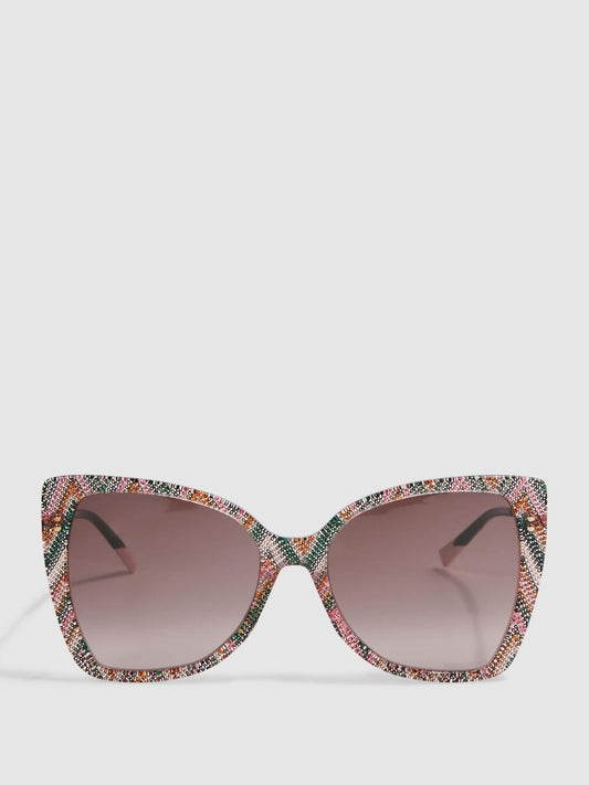Reiss Sunglasses | Missoni Eyewear Oversized Cat Eye Sunglasses Pink/green - Women