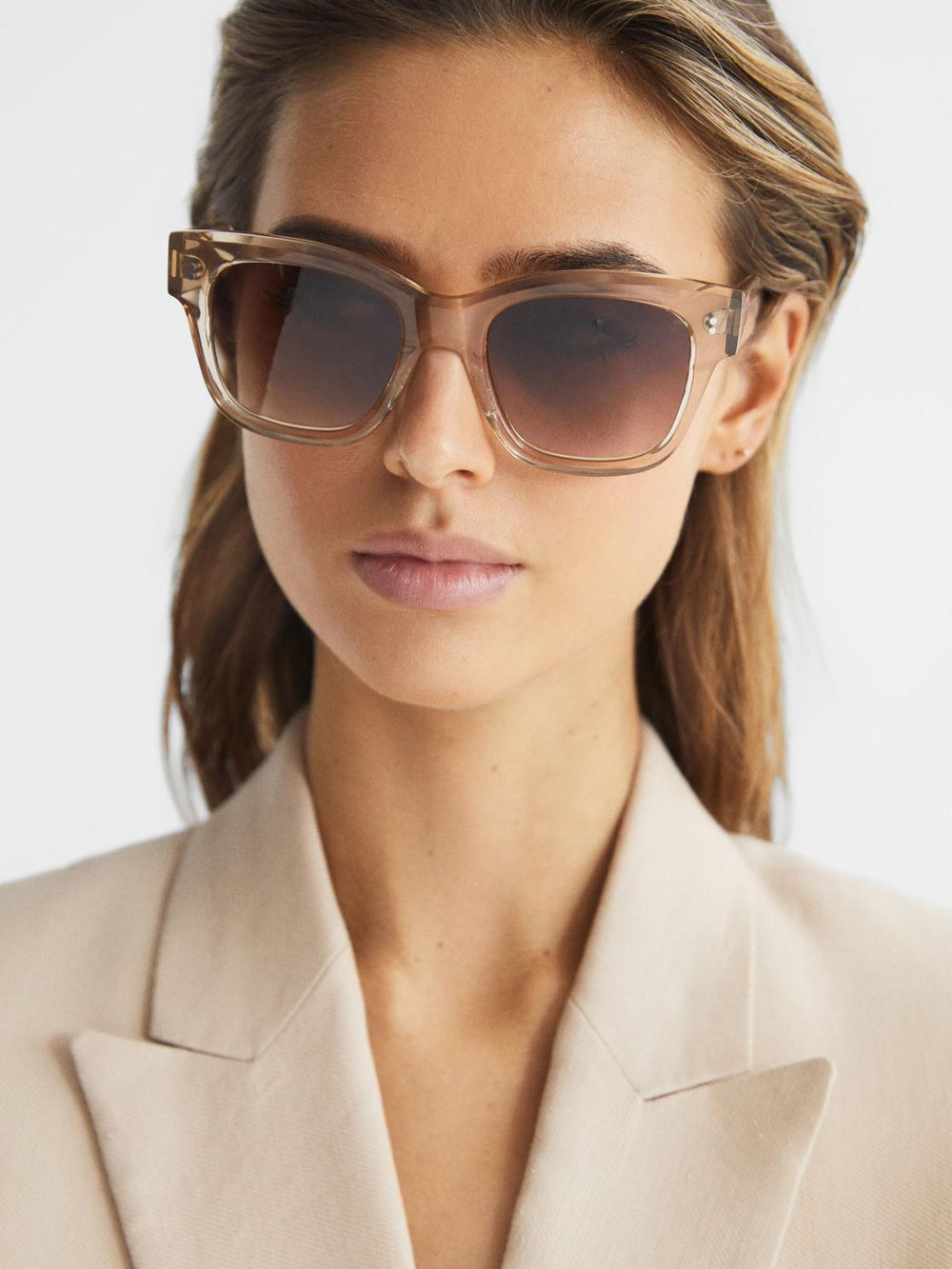 Reiss Sunglasses | Seven Chimi Large Frame Acetate Sunglasses Ecru - Women