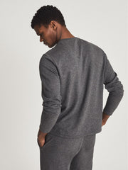 Reiss Sweats & Hoodies | Adam Melange Crew Neck Jumper Dark Grey - Men