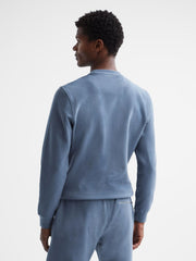 Reiss Sweats & Hoodies | Barlett Long Sleeve Textured Crew Neck Jumper Airforce Blue - Men