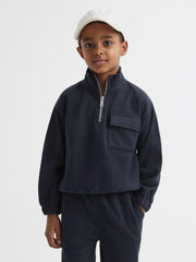 Reiss Sweats & Hoodies | Conrad Micro Fleece Half Zip Jumper Navy - Children