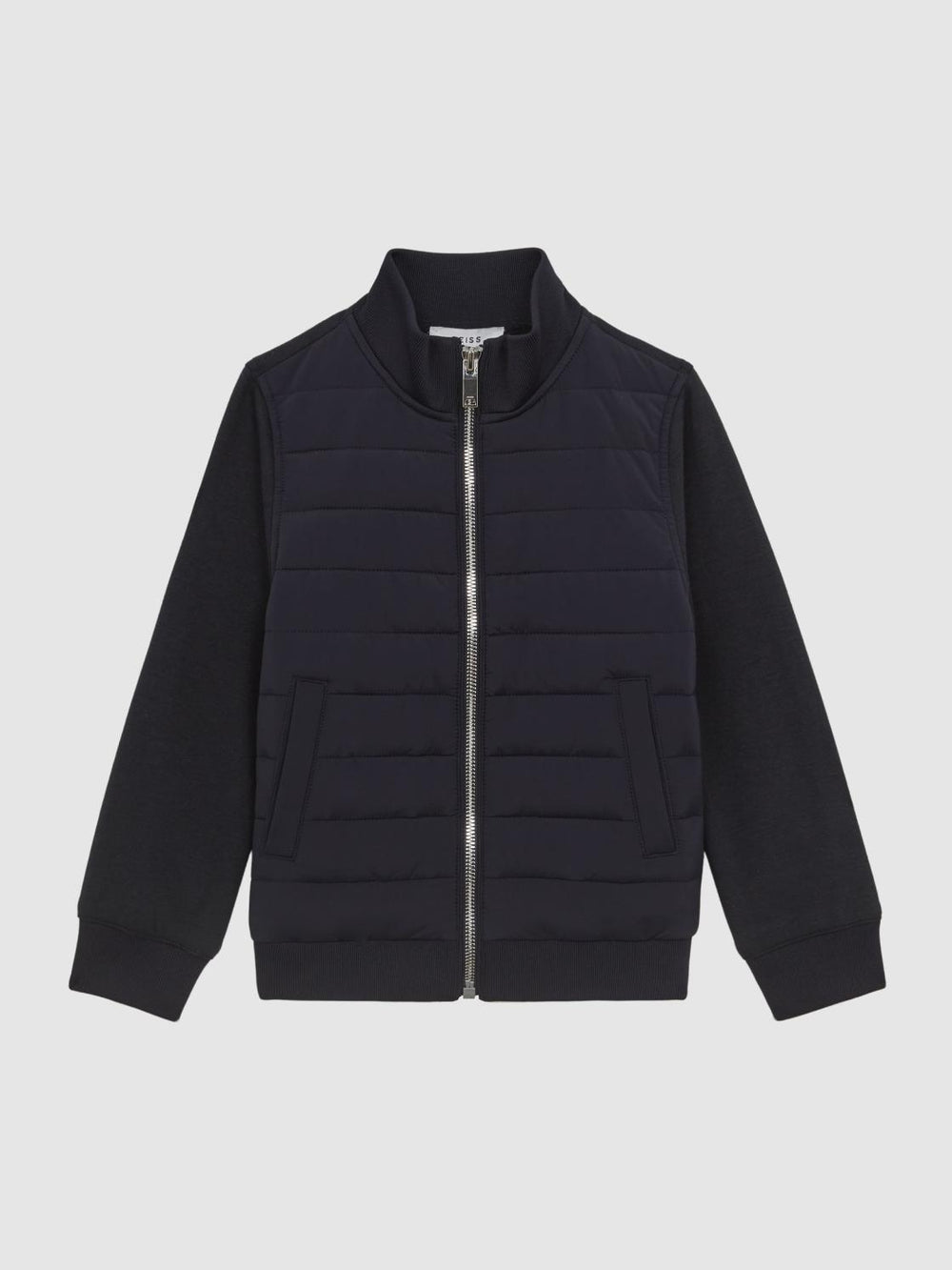 Reiss Sweats & Hoodies | Flintoff Funnel Neck Quilted Hybrid Jacket Navy - Children