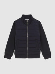 Reiss Sweats & Hoodies | Flintoff Funnel Neck Quilted Hybrid Jacket Navy - Children