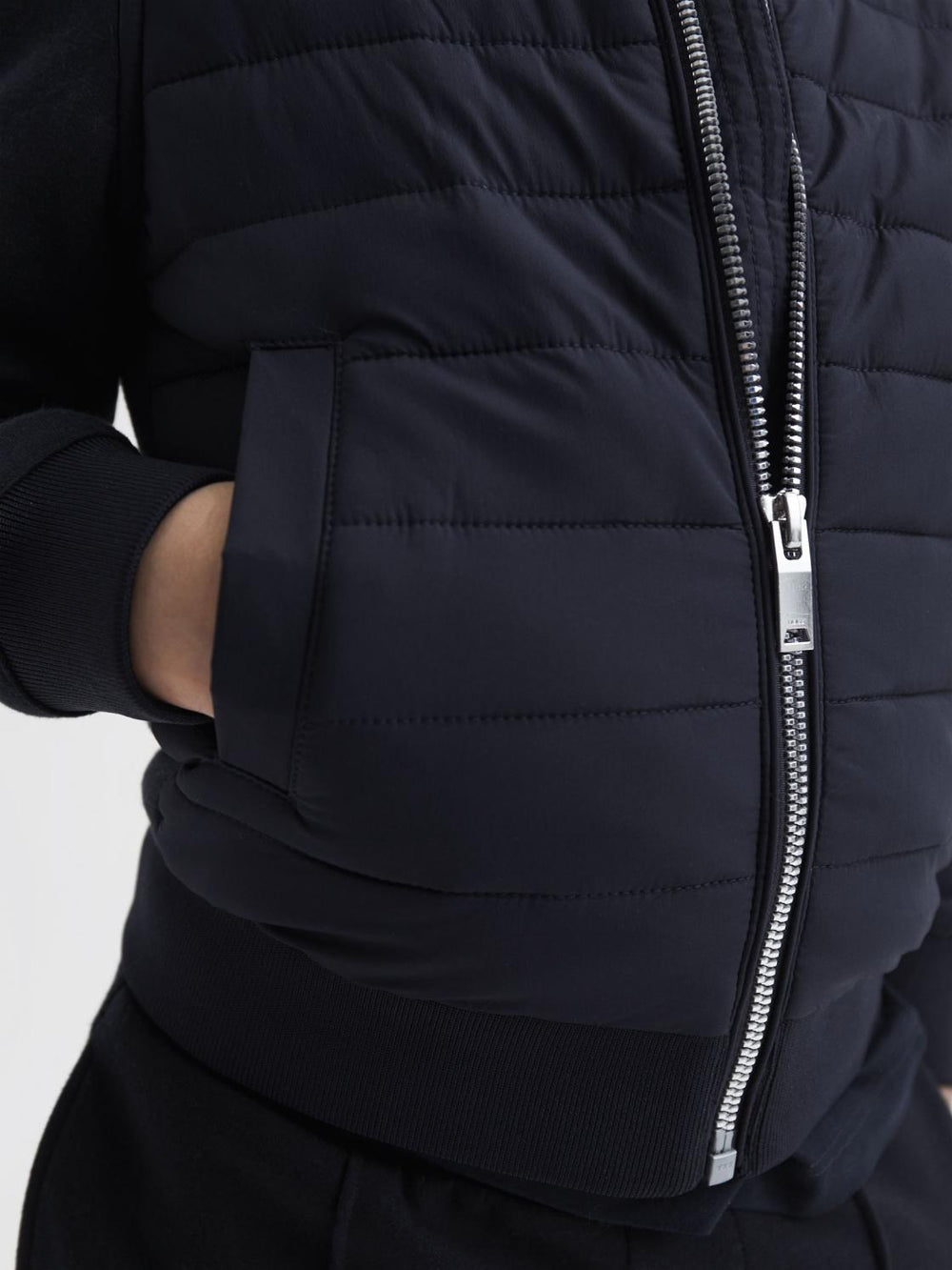 Reiss Sweats & Hoodies | Flintoff Funnel Neck Quilted Hybrid Jacket Navy - Children