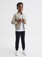 Reiss Sweats & Hoodies | Flintoff Funnel Neck Quilted Hybrid Jacket Stone - Children