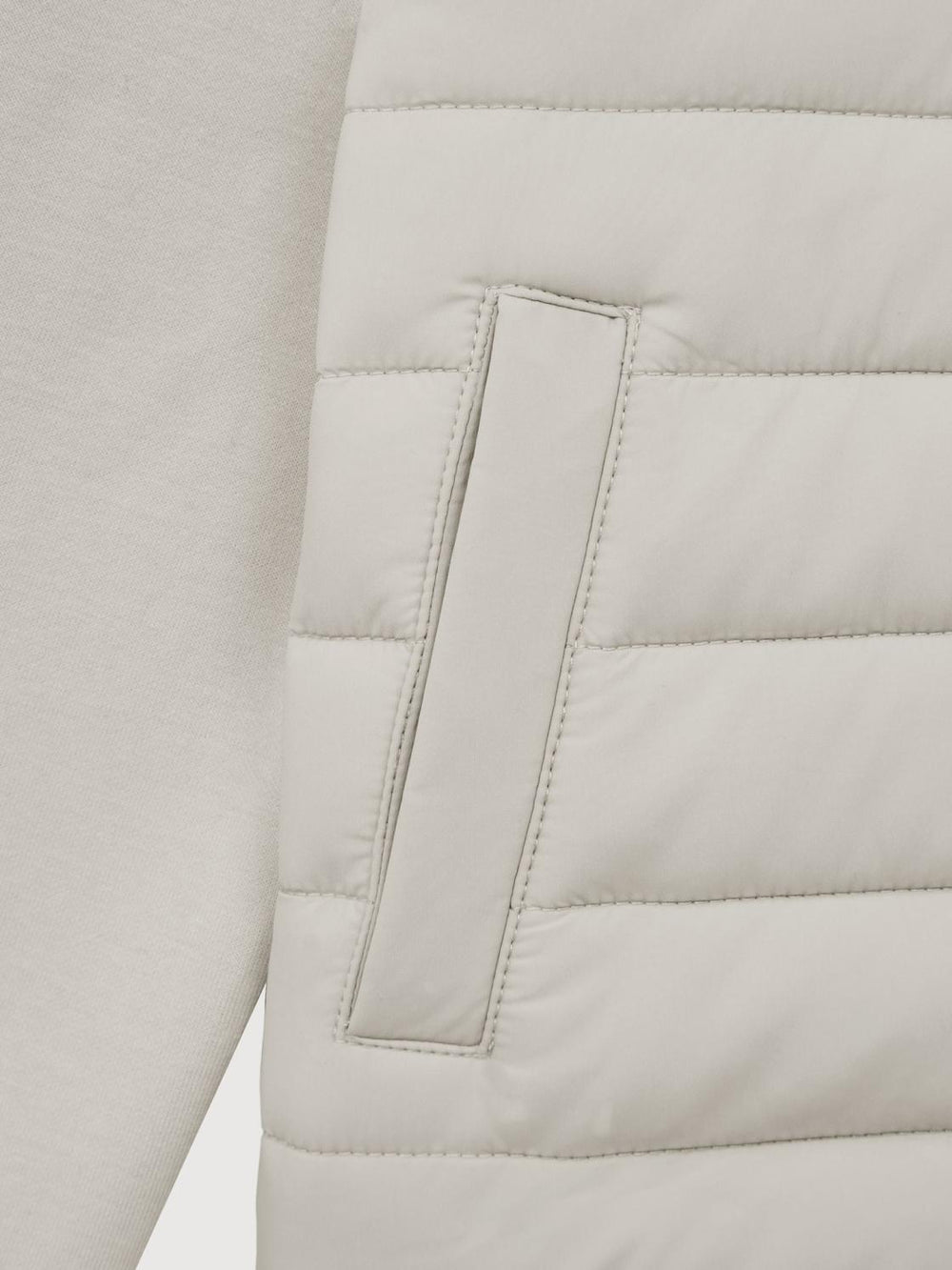 Reiss Sweats & Hoodies | Flintoff Funnel Neck Quilted Hybrid Jacket Stone - Children