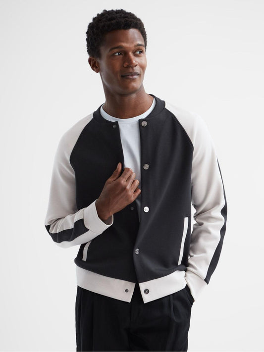 Reiss Sweats & Hoodies | Giles Long Sleeve Interlock Bomber Jacket Light Khaki/ecru - Men