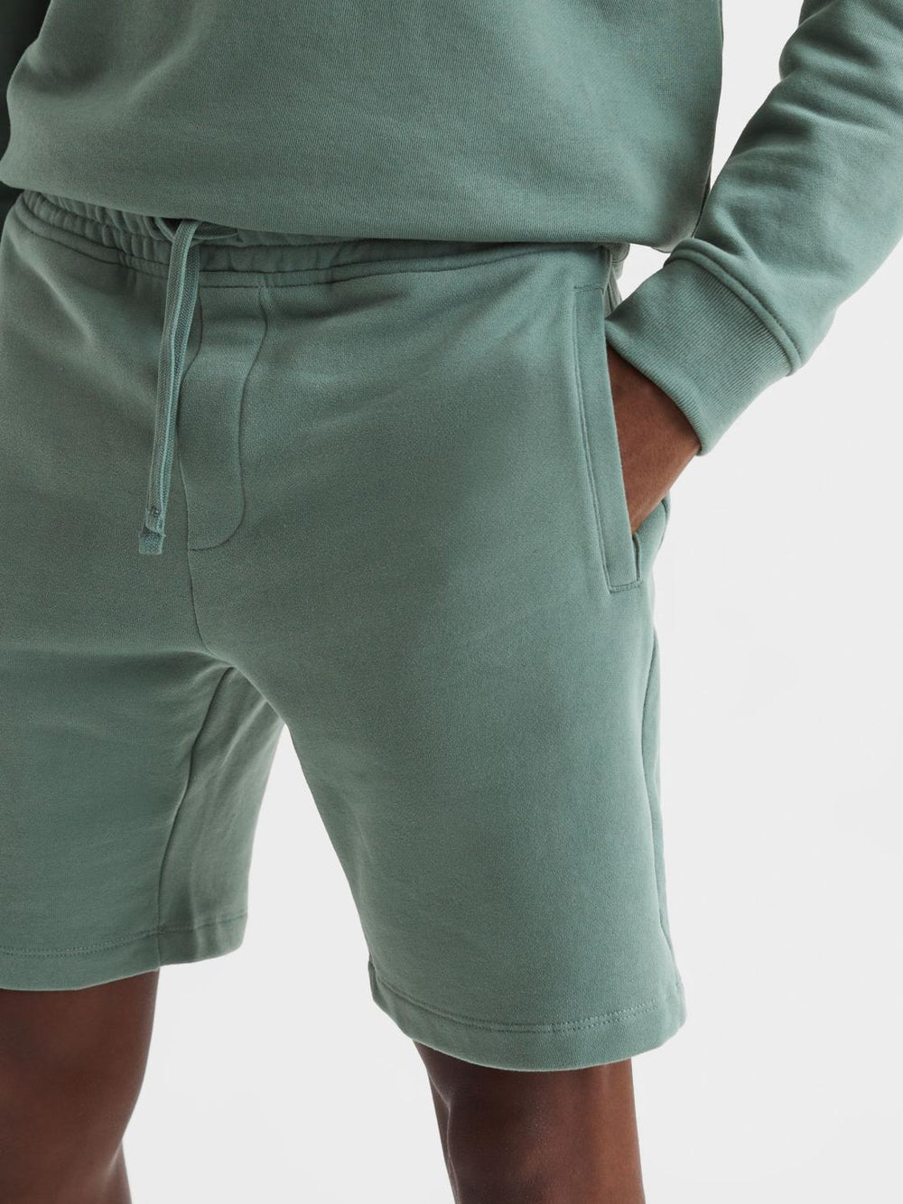Reiss Sweats & Hoodies | Henry Garment Dye Jersey Shorts Fern Green - Men