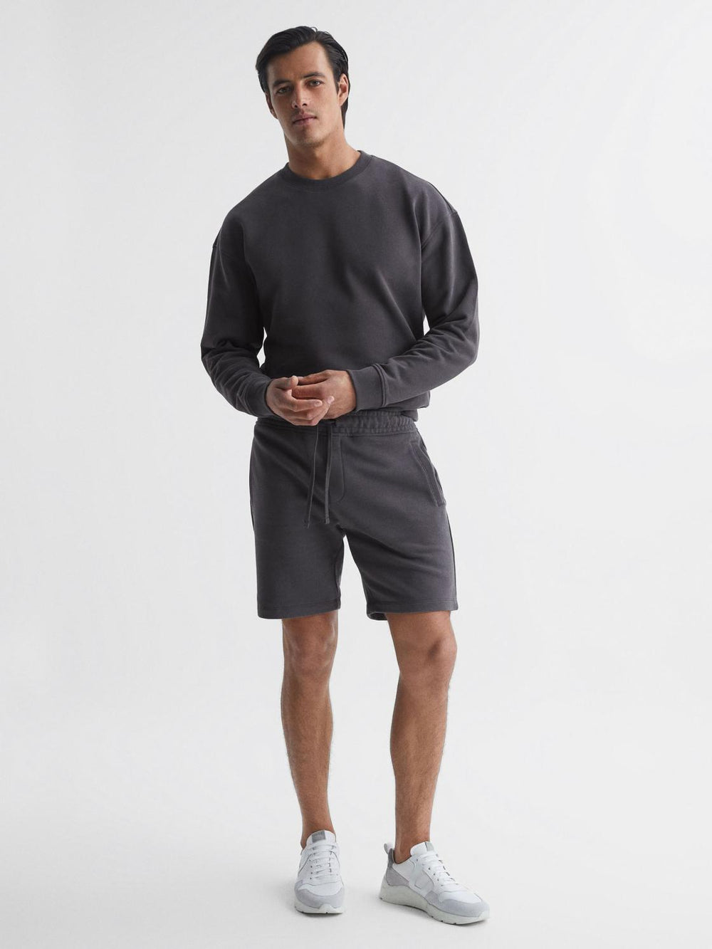 Reiss Sweats & Hoodies | Henry Garment Dye Jersey Shorts Washed Black - Men