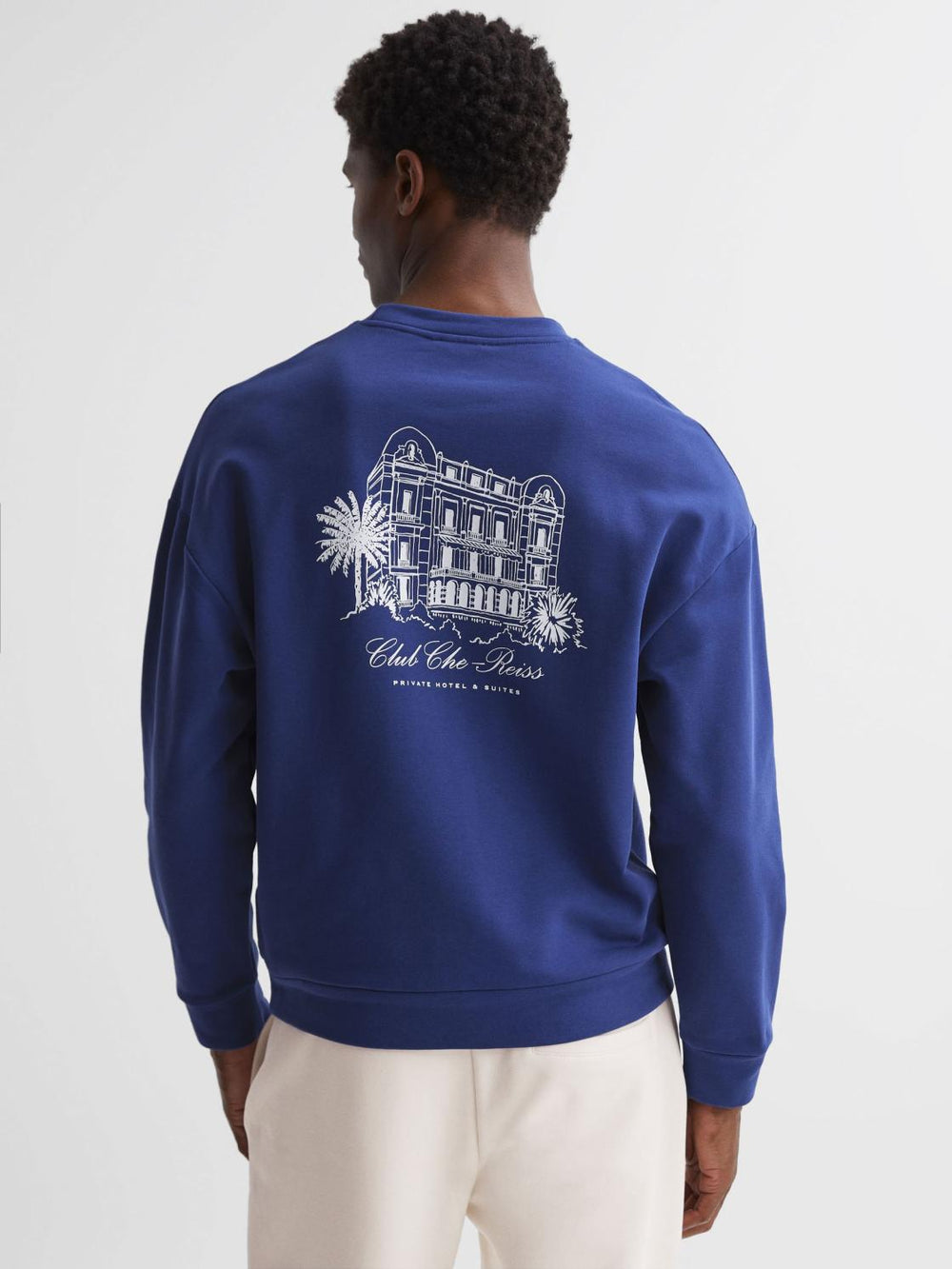 Reiss Sweats & Hoodies | Hills Reiss | Ché Motif Cotton Sweatshirt Bright Blue - Men