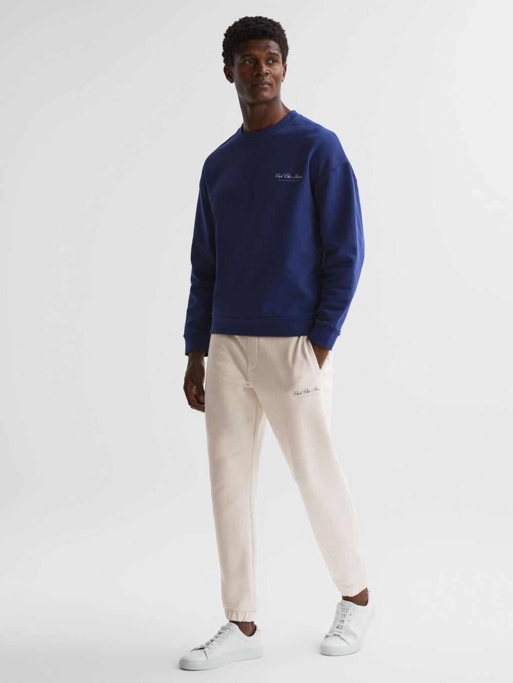Reiss Sweats & Hoodies | Hills Reiss | Ché Motif Cotton Sweatshirt Bright Blue - Men