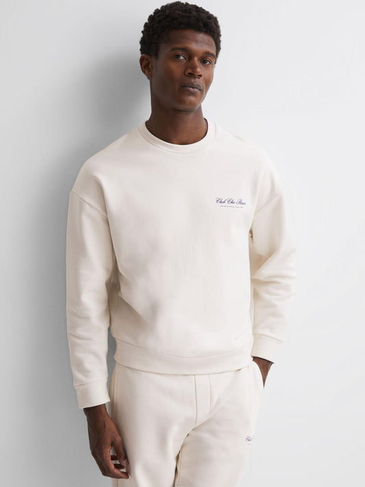 Reiss Sweats & Hoodies | Hills Reiss | Ché Motif Cotton Sweatshirt Off White - Men