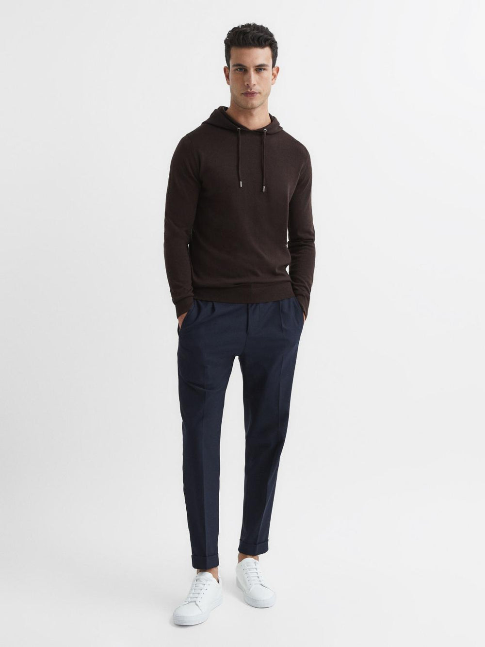 Reiss Sweats & Hoodies | Holland Merino Wool Hoodie Bitter Chocolate - Men