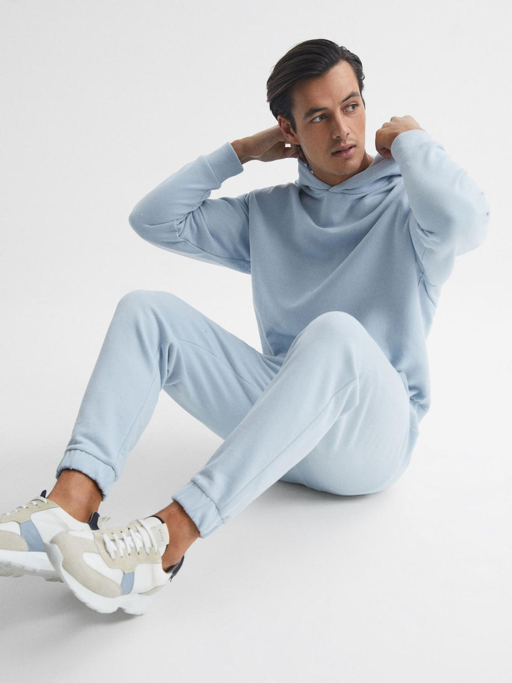 Reiss Sweats & Hoodies | Kace Garment Dye Hoodie Ice Blue - Men