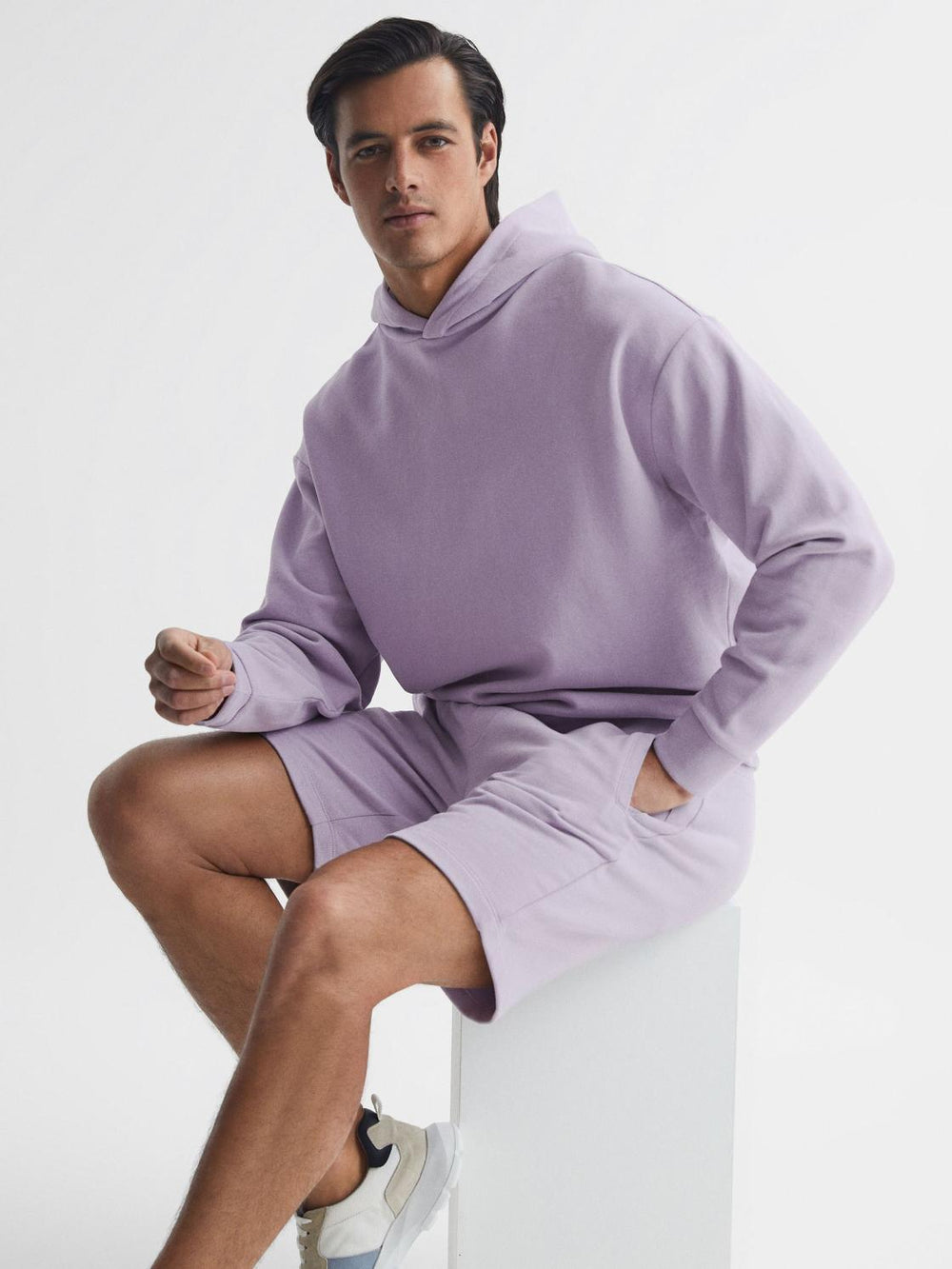 Reiss Sweats & Hoodies | Kace Garment Dye Hoodie Lilac - Men