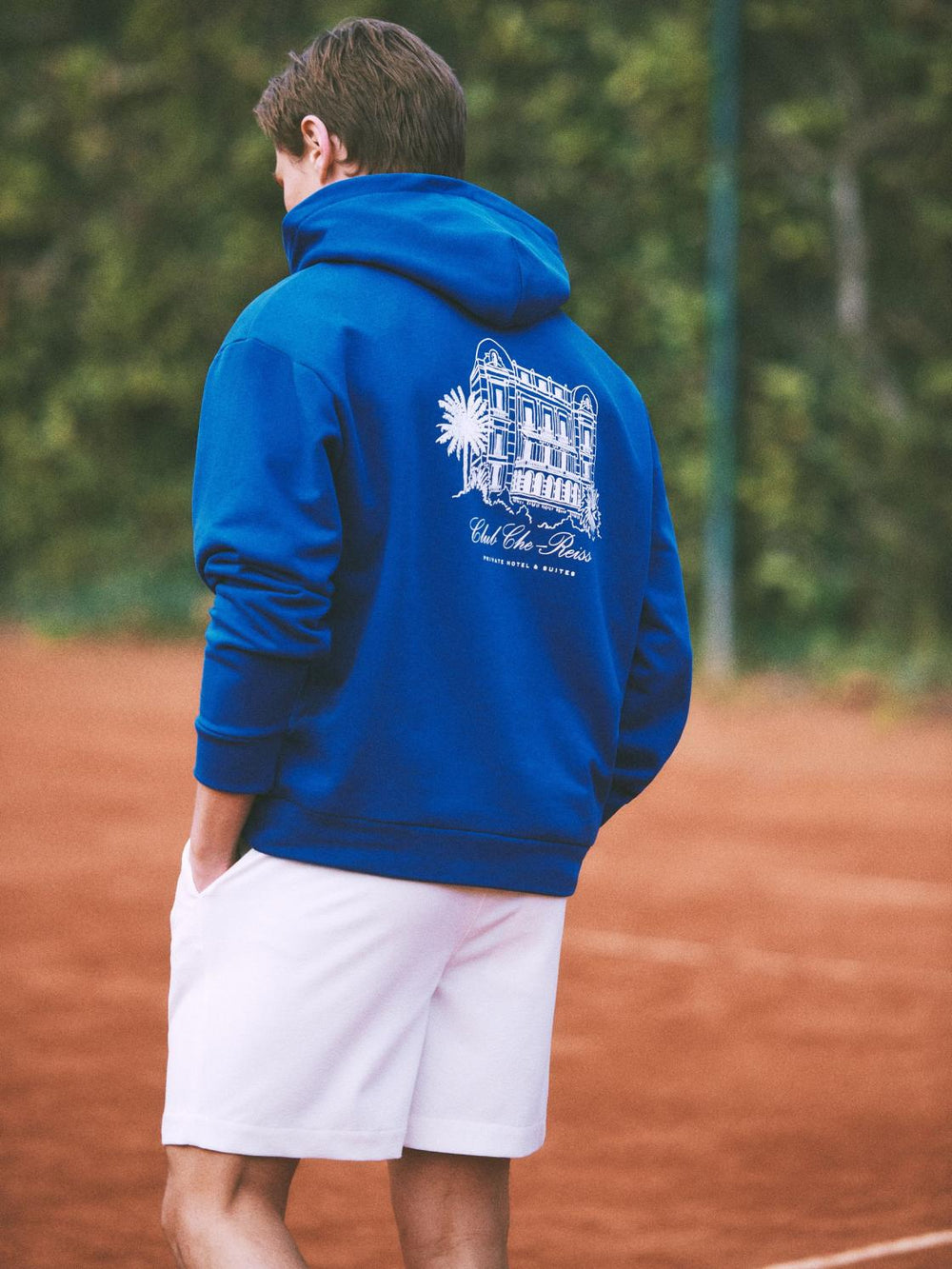 Reiss Sweats & Hoodies | Pool Reiss | Ché Motif Cotton Hoodie Bright Blue - Men