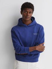 Reiss Sweats & Hoodies | Pool Reiss | Ché Motif Cotton Hoodie Bright Blue - Men