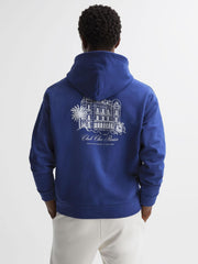 Reiss Sweats & Hoodies | Pool Reiss | Ché Motif Cotton Hoodie Bright Blue - Men
