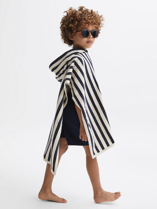 Reiss Sweats & Hoodies | Ray Hooded Sleeveless Poncho Towel Blue Stripe - Children