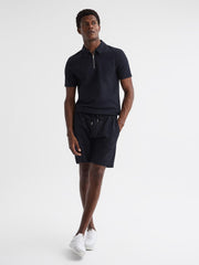 Reiss Sweats & Hoodies | Robin Textured Drawstring Shorts Navy - Men