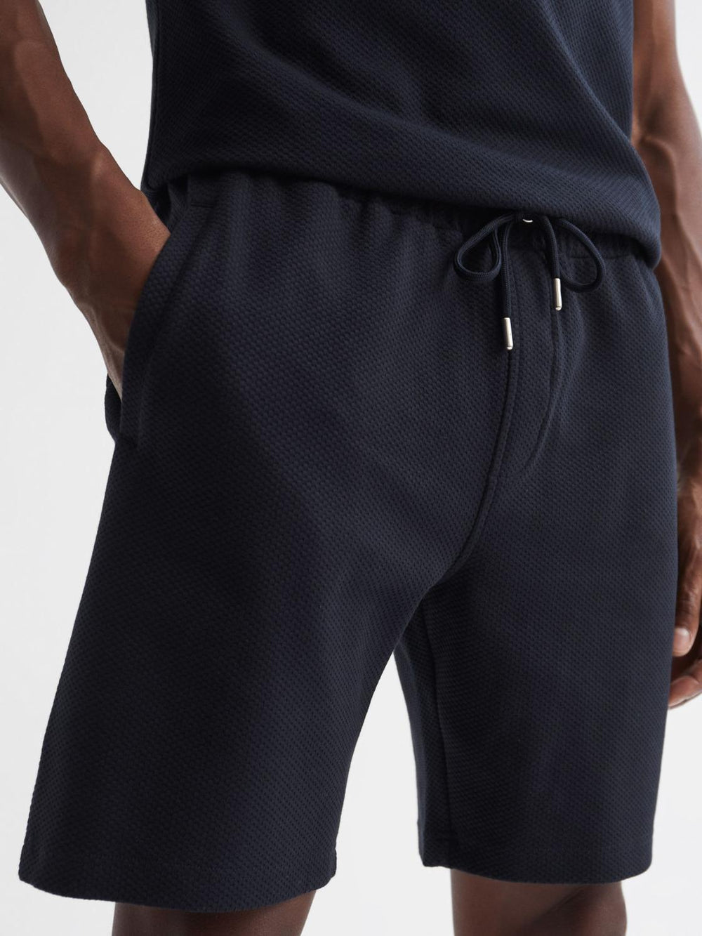Reiss Sweats & Hoodies | Robin Textured Drawstring Shorts Navy - Men