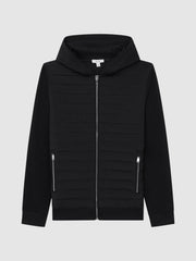 Reiss Sweats & Hoodies | Taylor Hybrid Zip Quilted Hooded Jacket Black - Men