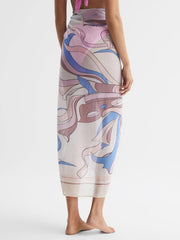 Reiss Swimwear | Anika Abstract Printed Sarong Blue Print - Women