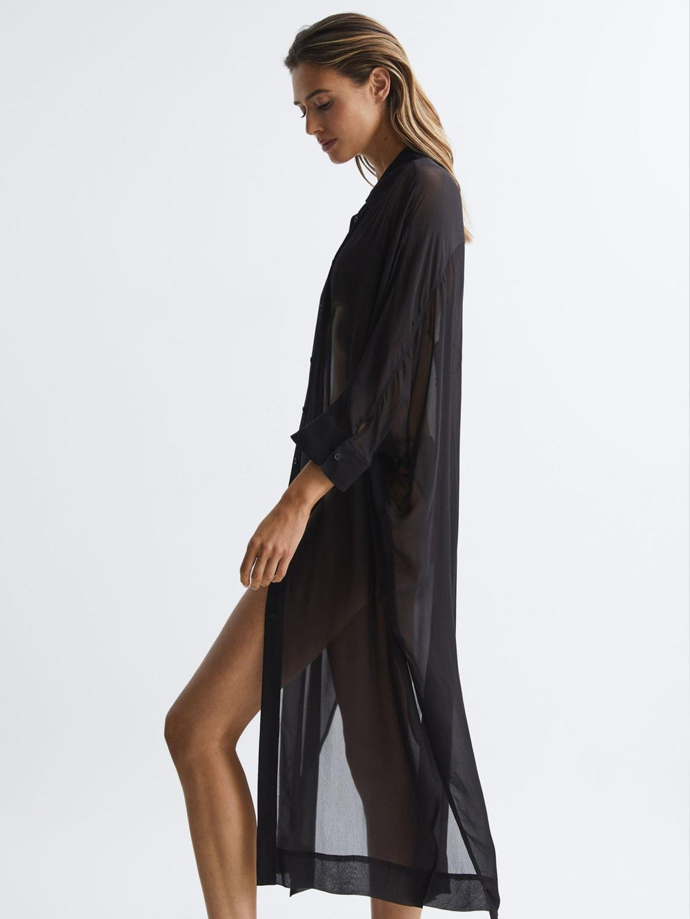 Reiss Swimwear | Ava Sheer Kaftan Black - Women