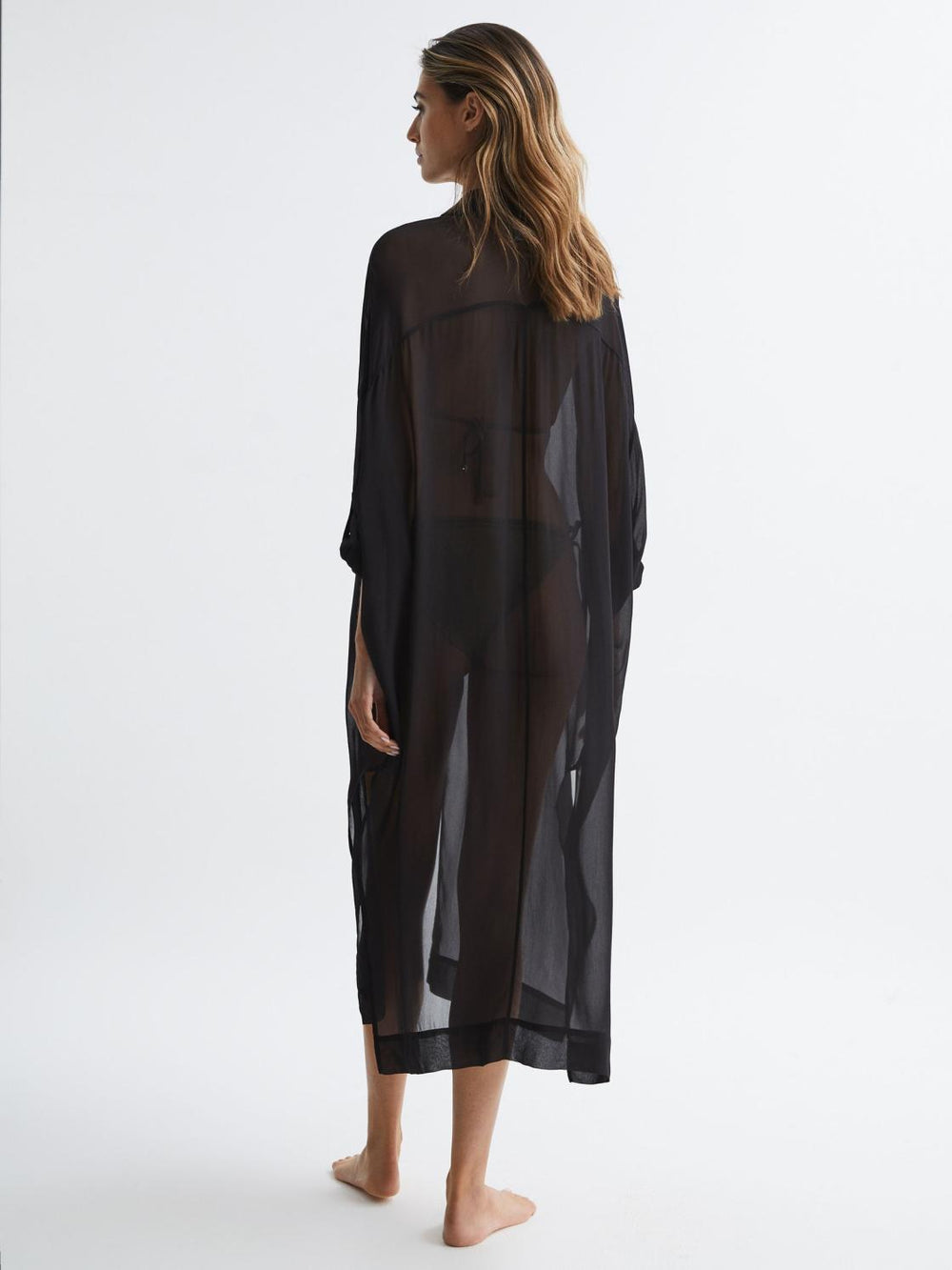 Reiss Swimwear | Ava Sheer Kaftan Black - Women