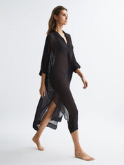 Reiss Swimwear | Ava Sheer Kaftan Black - Women