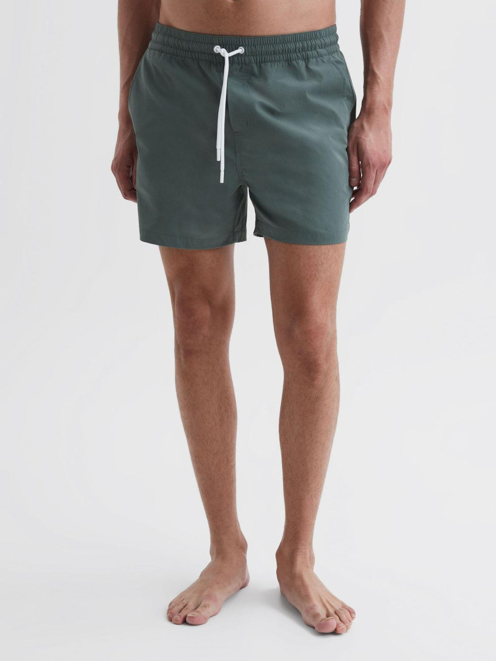 Reiss Swimwear | Beach Plain Drawstring Swim Shorts Dark Sage - Men