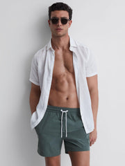 Reiss Swimwear | Beach Plain Drawstring Swim Shorts Dark Sage - Men