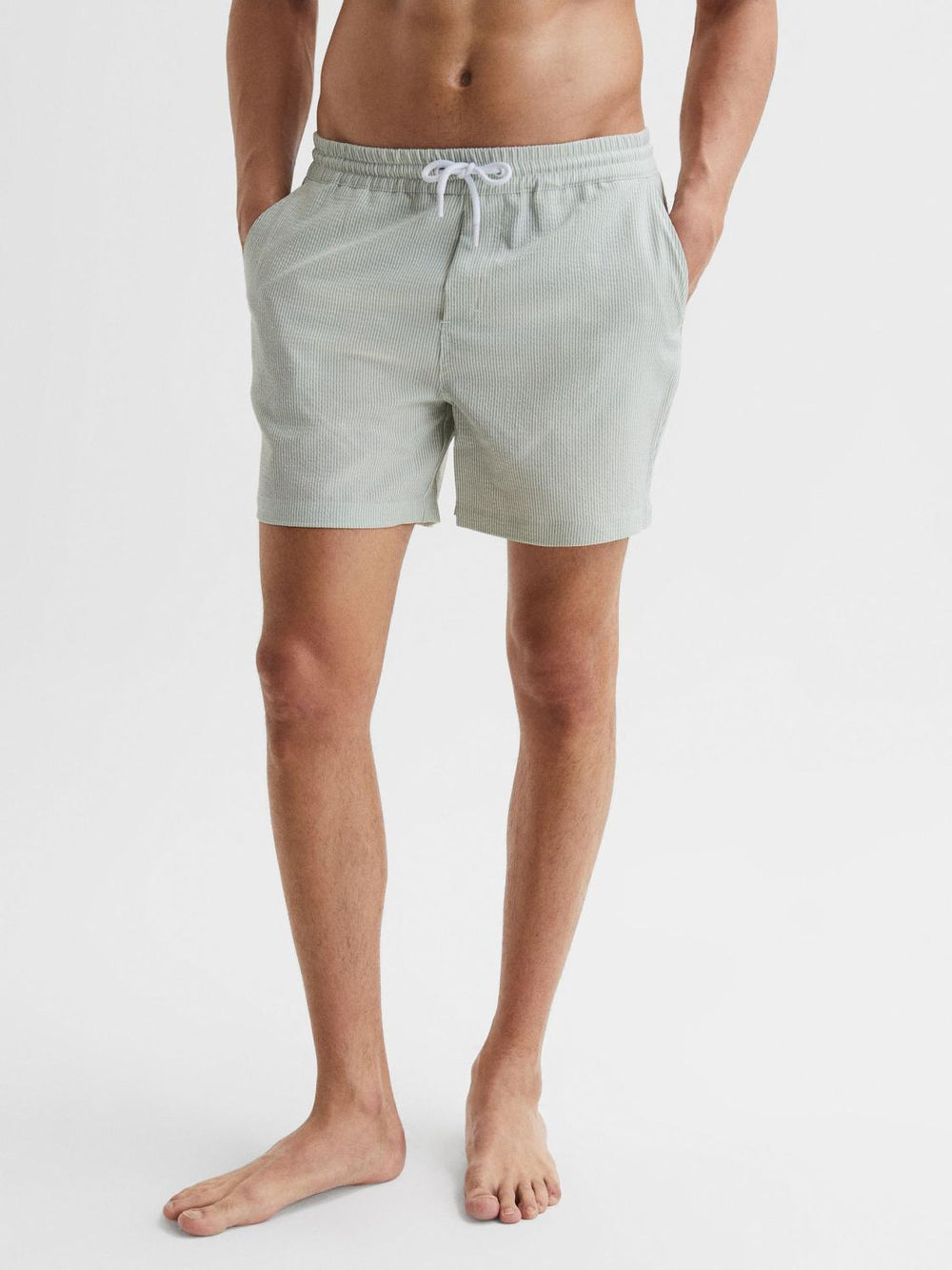 Reiss Swimwear | Coast Striped Drawstring Swim Shorts Mint/white - Men