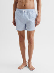Reiss Swimwear | Coast Striped Drawstring Swim Shorts Soft Blue/white - Men