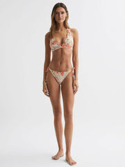 Reiss Swimwear | Daniella Floral Print Halter Neck Bikini Top Pink Print - Women
