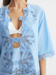Reiss Swimwear | Etta Embroidered Kaftan Blue - Women