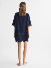 Reiss Swimwear | Etta Embroidered Kaftan Blue - Women